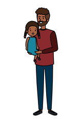 afro father with daughter characters