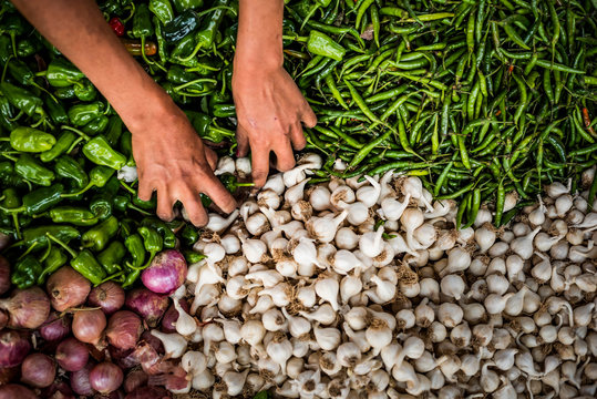 Fruit and vegetables for sale at Ywama Market, Inle Lake, Shan State