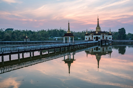 Snake Temple (Mwe Paya) at sunset, Dalah, across the river from Yangon (Rangoon)