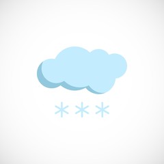 Modern vector illustration of the cloud and snowflakes. Flat forecast icon of a winter cold weather. Meteorological symbol isolated on white background...