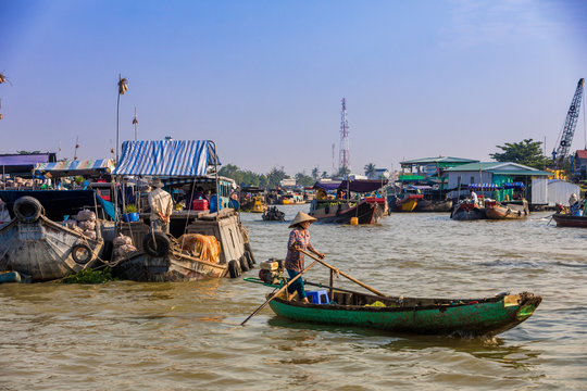 The floating market outside Can Tho, Vietnam