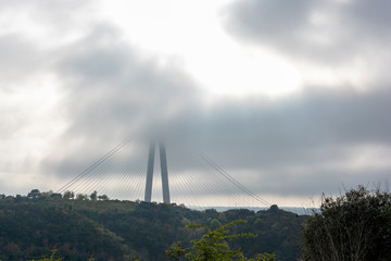 Fototapeta premium Aerial view of Yavuz Sultan Selim bridge in Istanbul bosphorus