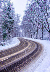 old country road in winter