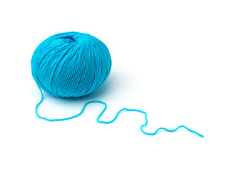 Ball of yarn on white background