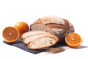 Bread with orange citrus fruits