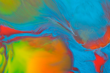 Fototapeta premium Fluid acrylic paint background, abstract texture. Colorful mix of acrylic vibrant colors.