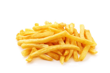 potato fry on white isolated background