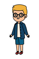 little boy kid with eyeglasses character