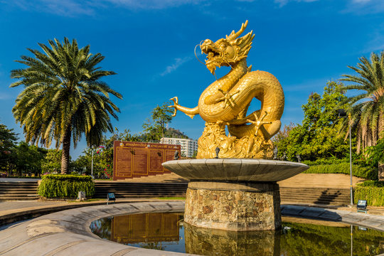 The Hai Leng Ong Statue (Golden Dragon Monument) in Phuket Old Town, Phuket
