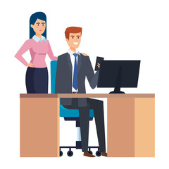Obraz premium business couple in the workplace