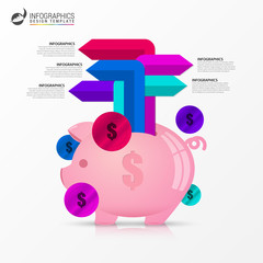 Infographic design template. Creative concept with piggy