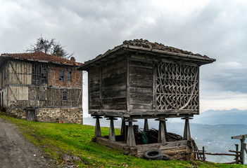 A detailed traditional granary (serender) view from Black Sea region of Turkey.