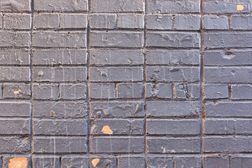 Old Painted Grey Brick Wall Texture Background. Retro Wallpaper Brickwork May Use in Interior Design for House. Screen Saver Worn Stucco Surface Facade Building. Seamless Pattern View Dirty Stonewall