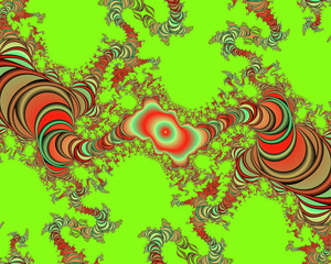Obraz premium Green red fractal, abstract texture and background