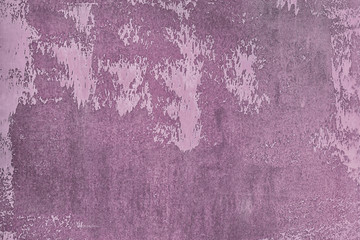 Uneven texture, with stains and smudges. Old wall painted dirty purple. Empty abstract background for layouts.