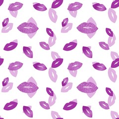 Lips with glitter seamless vector pattern