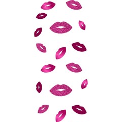 Lips with glitter seamless vector pattern border