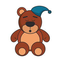 Teddy bear with pijama hat cartoon