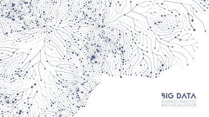 Vector abstract colorful graph big data information connection visualization. Social network, financial analysis of complex databases. Visual information complexity clarification. Intricate data cloud