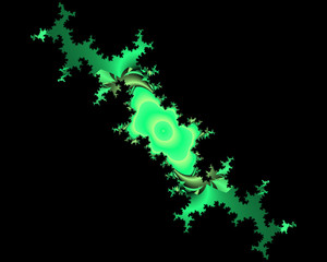 Green phosphorescent fractal, flowery background