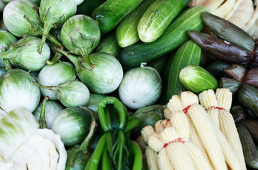 green vegetables in thai street market