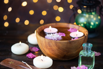Obraz na płótnie Canvas Items for aromatherapy, massage. Relax and spa theme