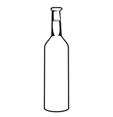 Vector sketch of bottle. Beer bottle isolated on white background. Simple line drawing. Black and white.