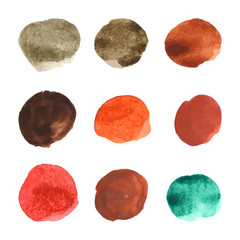 Set of pastel watercolor vector circles.
