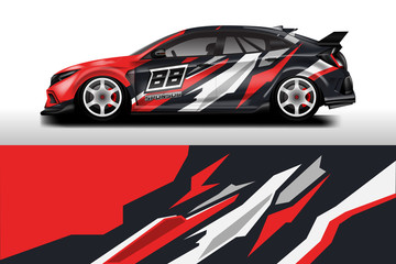 Wrap livery decal car vector , supercar, rally, drift . Graphic abstract stripe racing background .