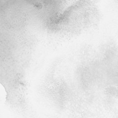 Silver with gray ink and watercolor texture on white paper background. Paint leaks and ombre effects. Hand painted abstract image.