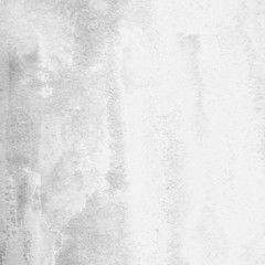 Silver with gray ink and watercolor texture on white paper background. Paint leaks and ombre effects. Hand painted abstract image.