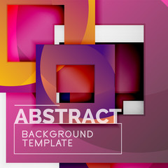 Color square composition with text. Geometric abstract background