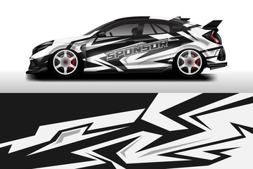 Fototapeta premium Wrap livery decal car vector , supercar, rally, drift . Graphic abstract stripe racing background . Eps 10