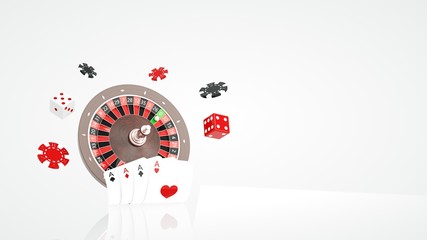 Casino Gambling Concept Isolated On The White Background - 3D Illustration