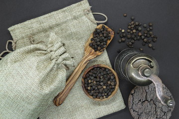 Black pepper grains background