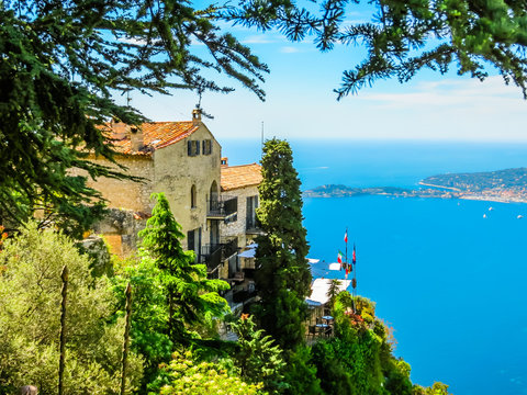 Mediterranean coastline from the top of the Eze village. Provence, France