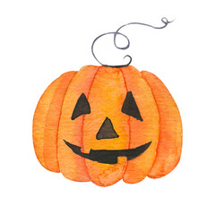 Fototapeta premium Halloween pumpkin. Watercolor illustration on a white background