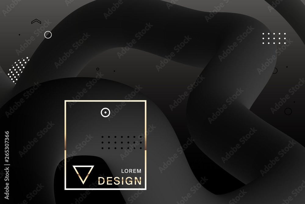 Wall mural abstract black design gradient geometric colorful wavy minimal background. abstract fluid forms. tre