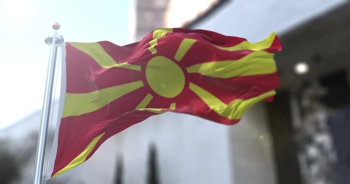 North Macedonia, Macedonian Flag - Loop 3D animaton. 4K