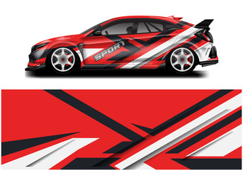 Fototapeta na wymiar Wrap livery decal car vector , supercar, rally, drift . Graphic abstract stripe racing background . Eps 10