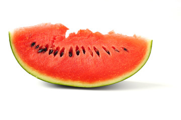 Watermelon slice seeds isolated on white background