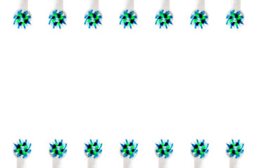 Fototapeta premium Electric toothbrush on a white background. Tips for a toothbrush. Copy space.