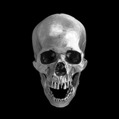3D rendering silver skull isolated