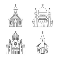 Vector illustration of architecture and faith logo. Collection of architecture and temple stock symbol for web.