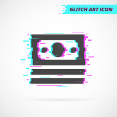 Flat Glitch Stack Dollar Bills isolated Icon