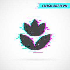 Flower Vector Icon in Glitch Art Style
