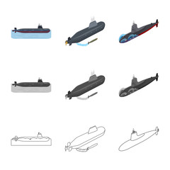 Vector illustration of war  and ship icon. Collection of war  and fleet stock symbol for web.