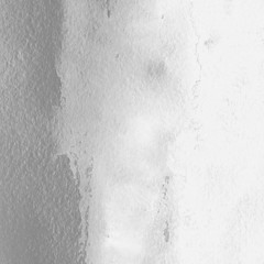 Silver with gray ink and watercolor texture on white paper background. Paint leaks and ombre effects. Hand painted abstract image.