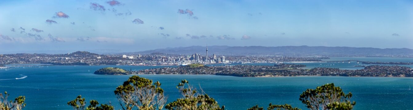 Auckland City Skyline Panorama From Rangitoto Island