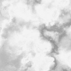 Silver with gray ink and watercolor texture on white paper background. Paint leaks and ombre effects. Hand painted abstract image.